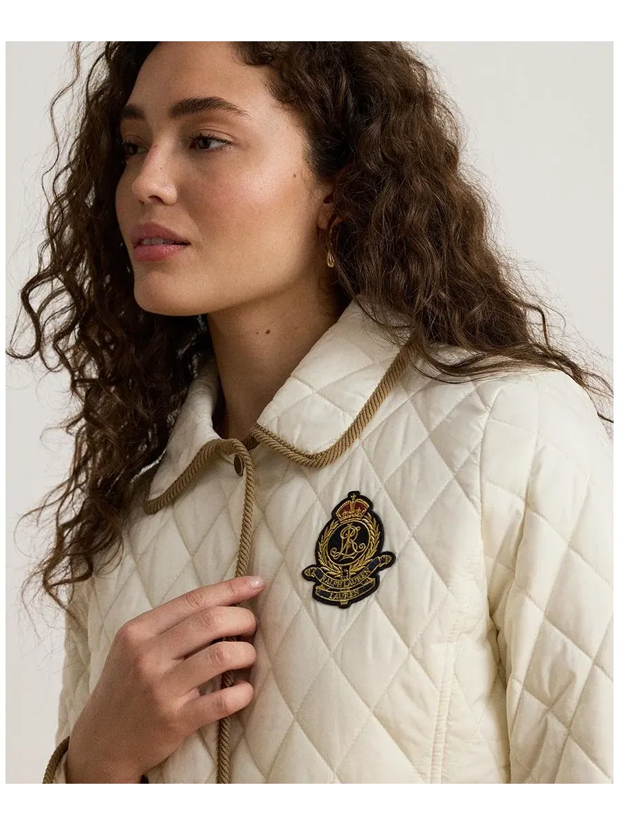 Женский стеганый жакет с гербом Lauren Ralph Lauren — изображение 3 из 5, бежевый