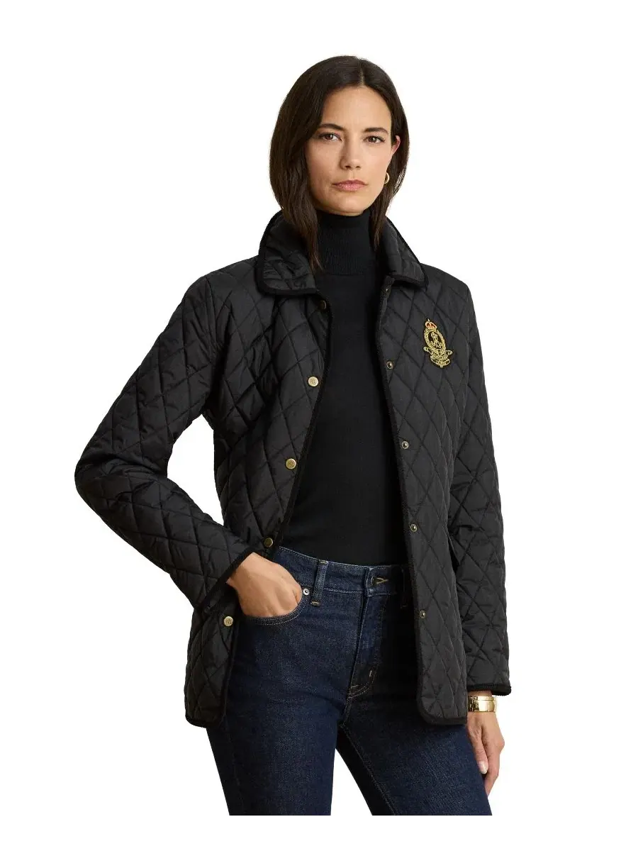 Стеганое пальто с хлопковым кантом Crested Quilted Jacket Lauren Ralph Lauren