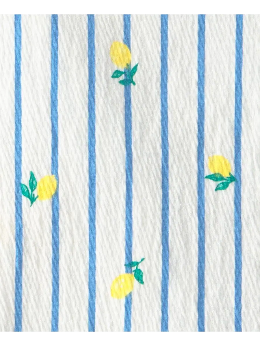 Комплект из топа с воланами и шорт с принтом лимона, Lemon Striped Top & Shorts Carter's — изображение 2 из 4