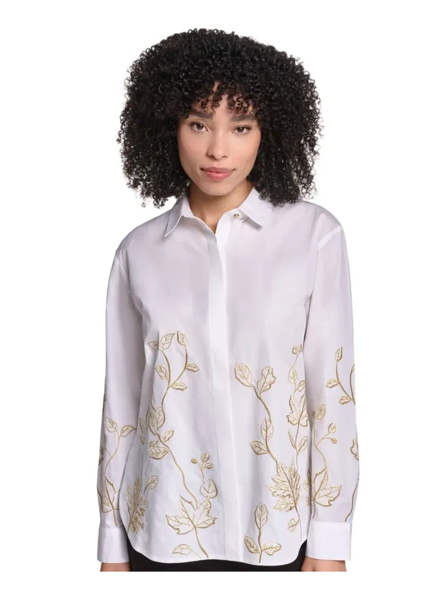 Блузка для пэтита с цветочной вышивкой, с длинным рукавом, модель Petite Floral Long-Sleeve