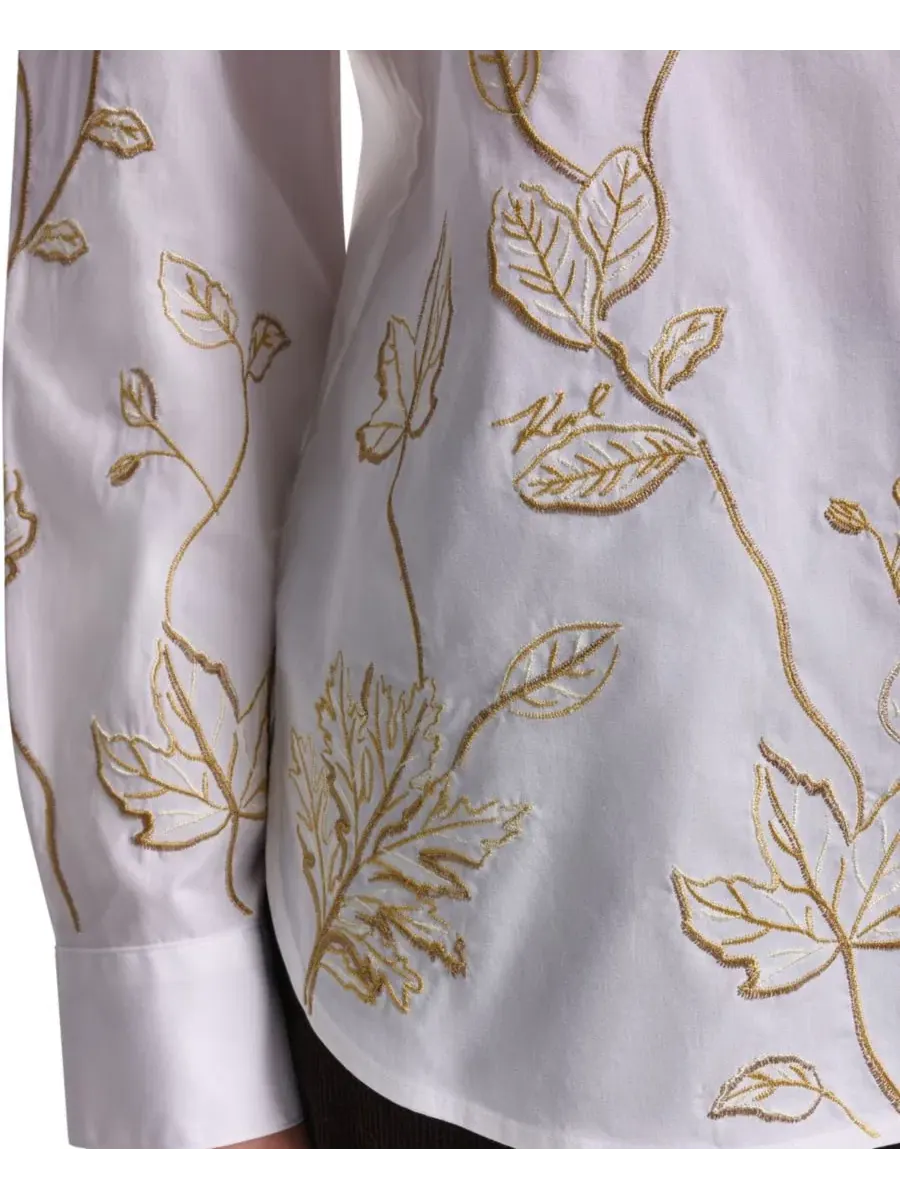 Блузка для пэтита с цветочной вышивкой, с длинным рукавом, модель Petite Floral Long-Sleeve — изображение 8 из 8, белый