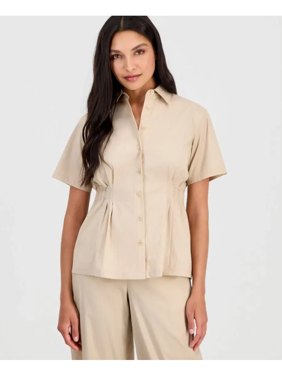 Комплект из блузки с боковыми складками и брюк-бананок с манжетами Anne Klein