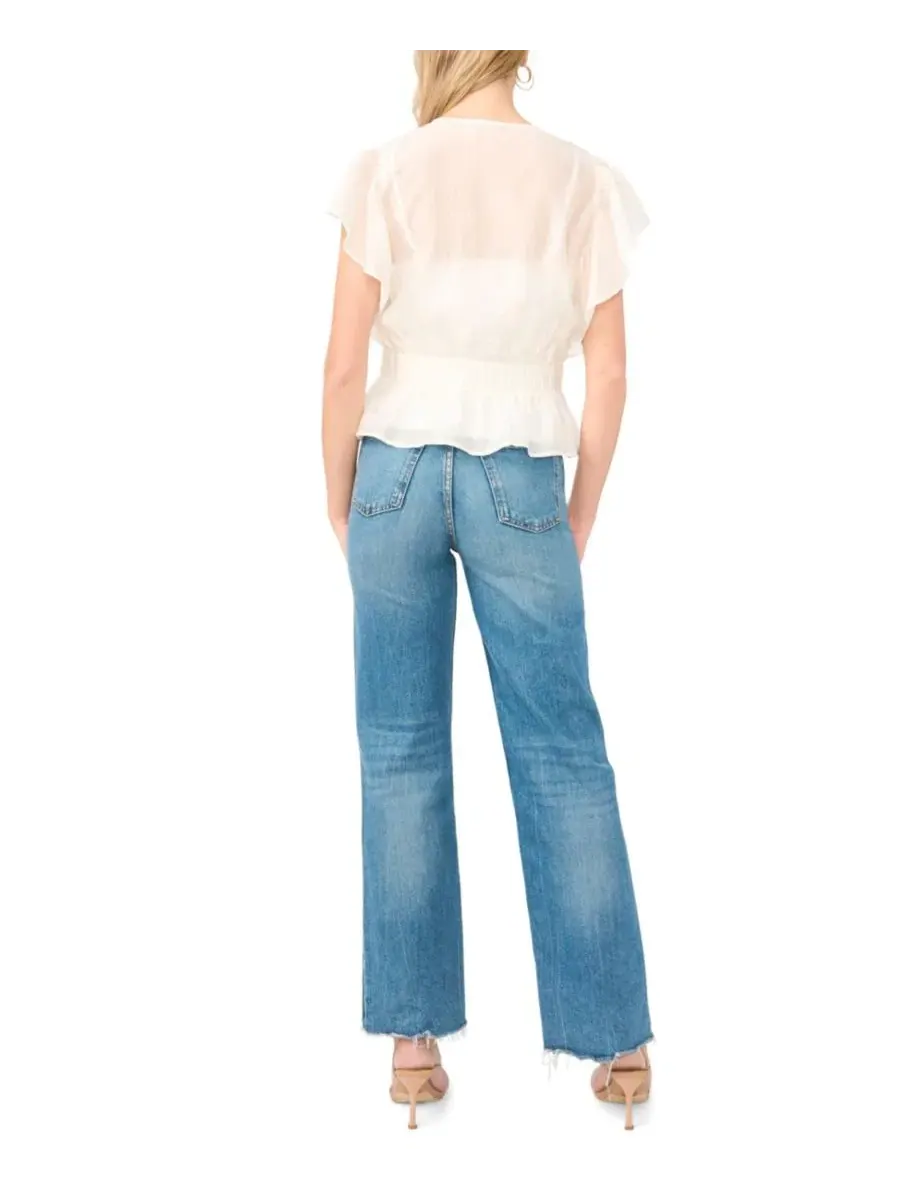 Блуза с кружевной вставкой и запахом, с пеплумом, модель Lace Front Wrap Peplum Vince Camuto — изображение 5 из 5