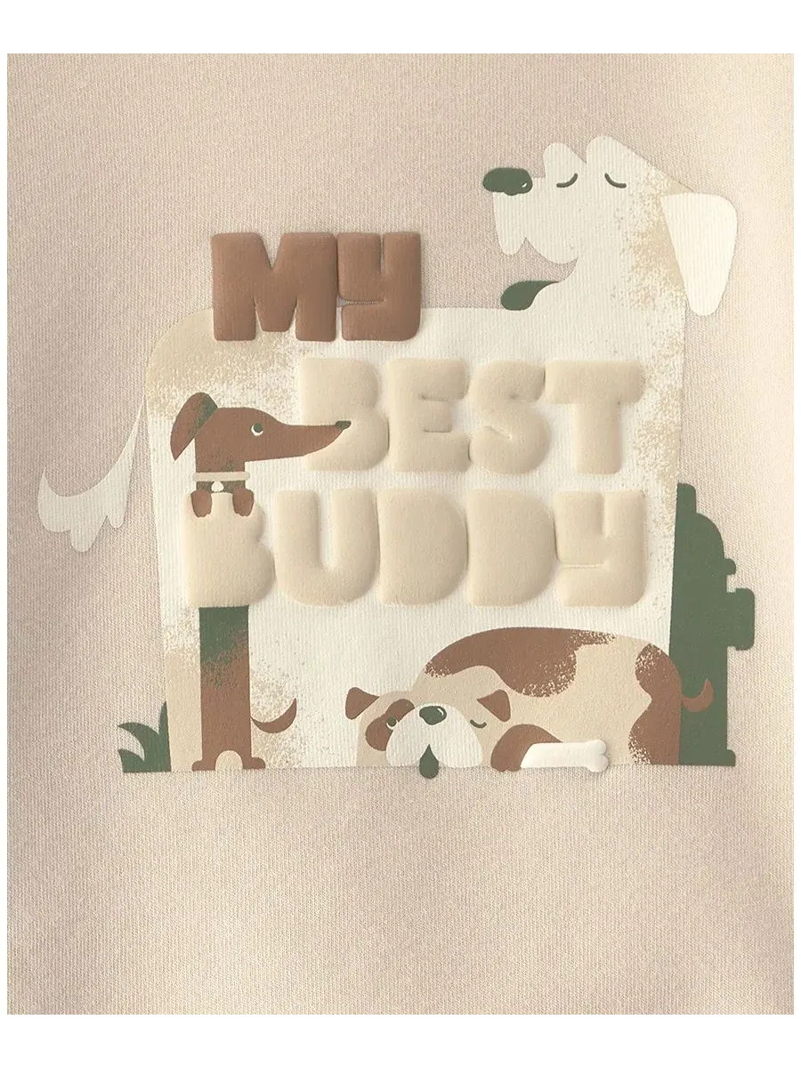 Комплект из свитшота и брюк с принтом My Best Buddy Dog Carter's — изображение 3 из 6, кремовый/коричневый