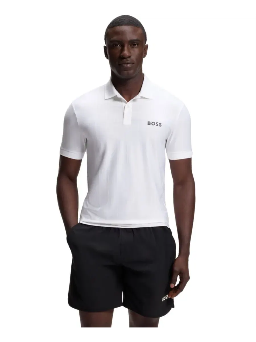 Поло с коротким рукавом, с принтом, BOSS by Men's Four-Way Stretch Stripe-Jersey Slim-Fit Polo