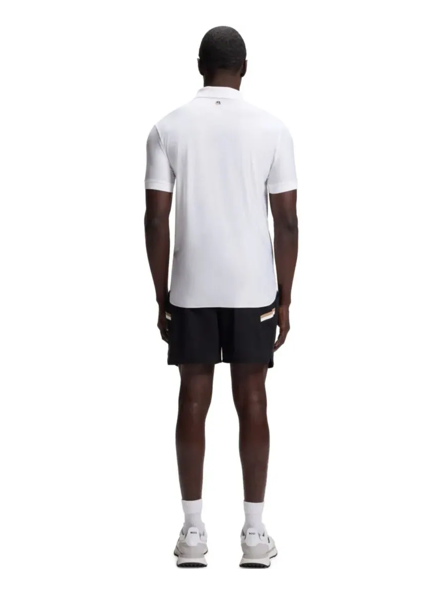 Поло с коротким рукавом, с принтом, BOSS by Men's Four-Way Stretch Stripe-Jersey Slim-Fit Polo — изображение 3 из 5, белый