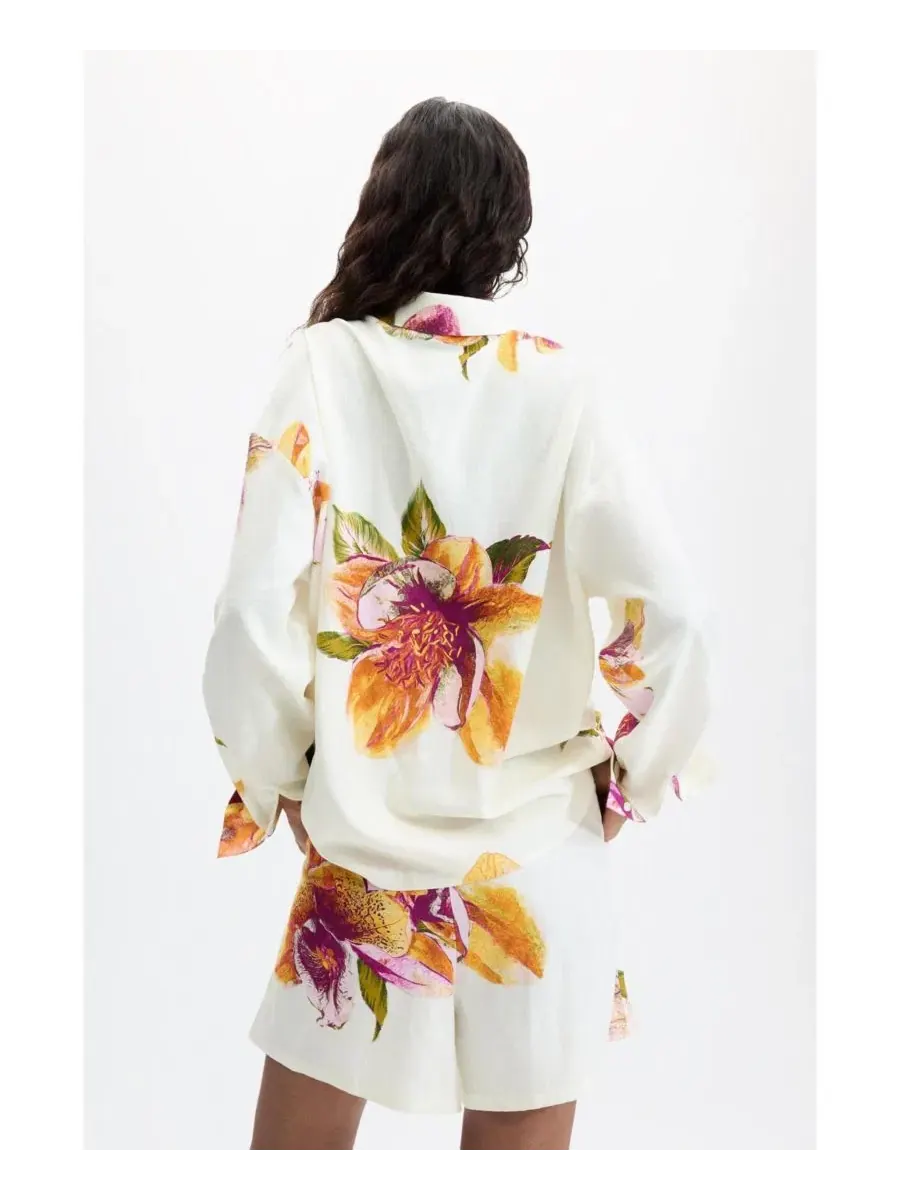 Женская рубашка с цветочным принтом Desigual — изображение 4 из 5, белый