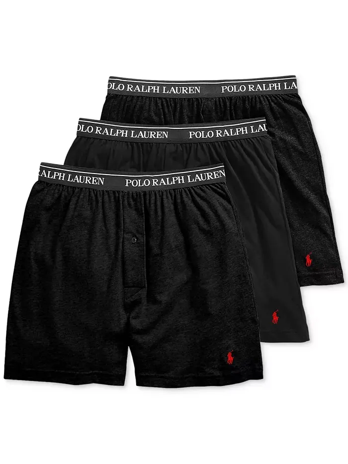 Мужские боксеры Classic Knit из хлопка, 3 шт Polo Ralph Lauren — изображение 1 из 2, черный