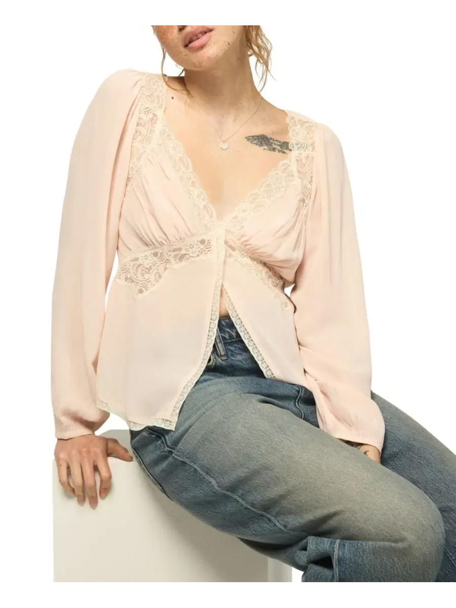 Блуза с кружевной отделкой и длинным рукавом Lucky Brand