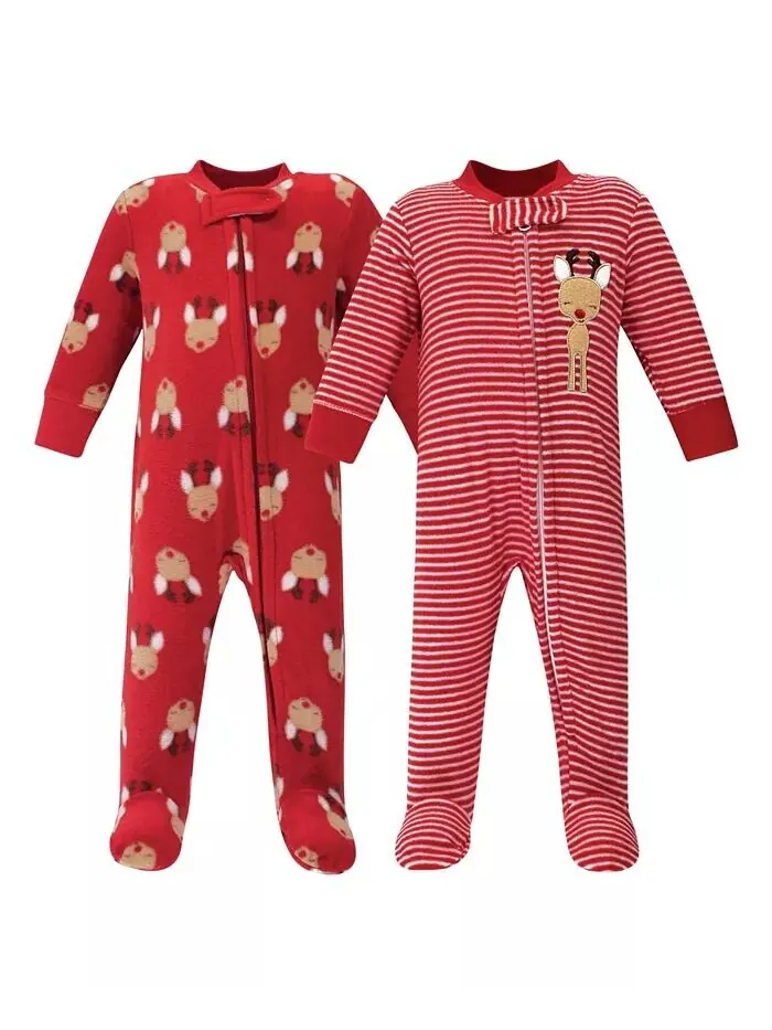 Флисовая детская одежда для мальчиков на молнии для сна и игр, 2 шт Hudson Baby