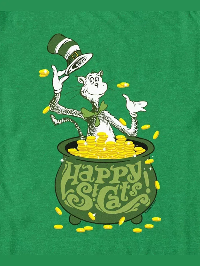 Мужская футболка с коротким рукавом Happy St Cats Dr. Seuss — изображение 3 из 3, зеленый