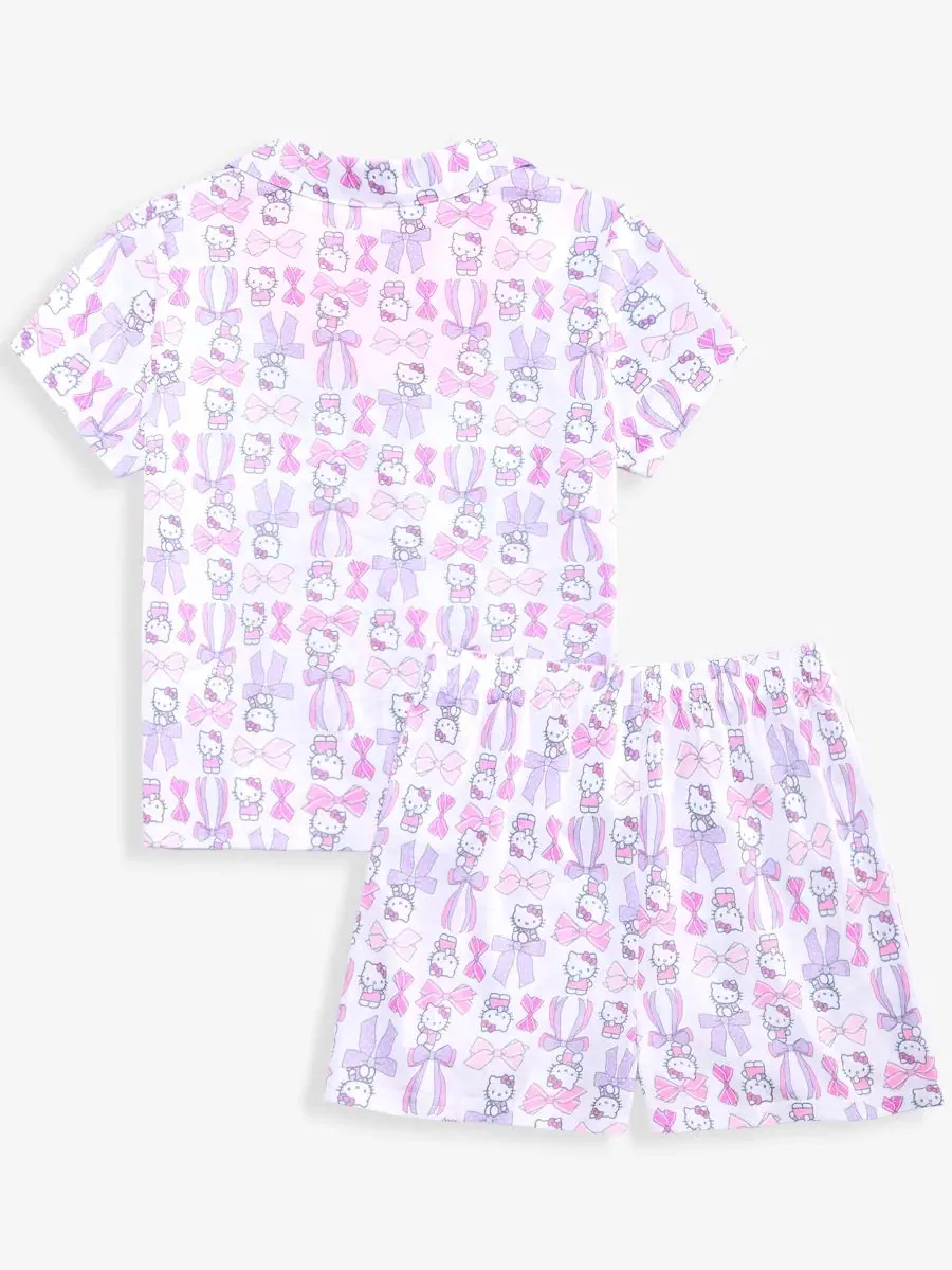 Комплект пижамы Hello Kitty с кнопками, с коротким рукавом, 2 предмета Hello Kitty — изображение 2 из 3, белый