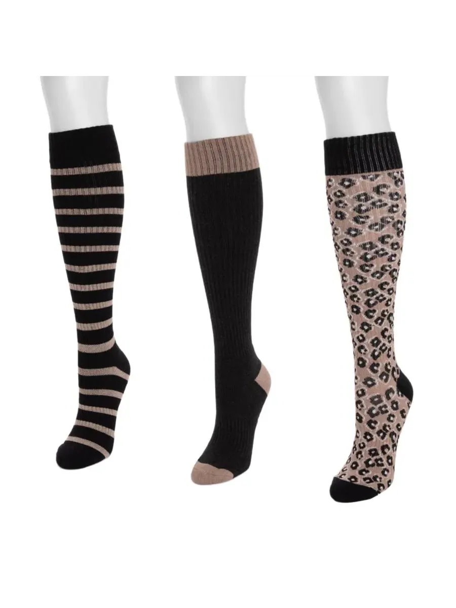 Компрессионные носки до колена, 3 пары MUK LUKS — изображение 2 из 3, черный