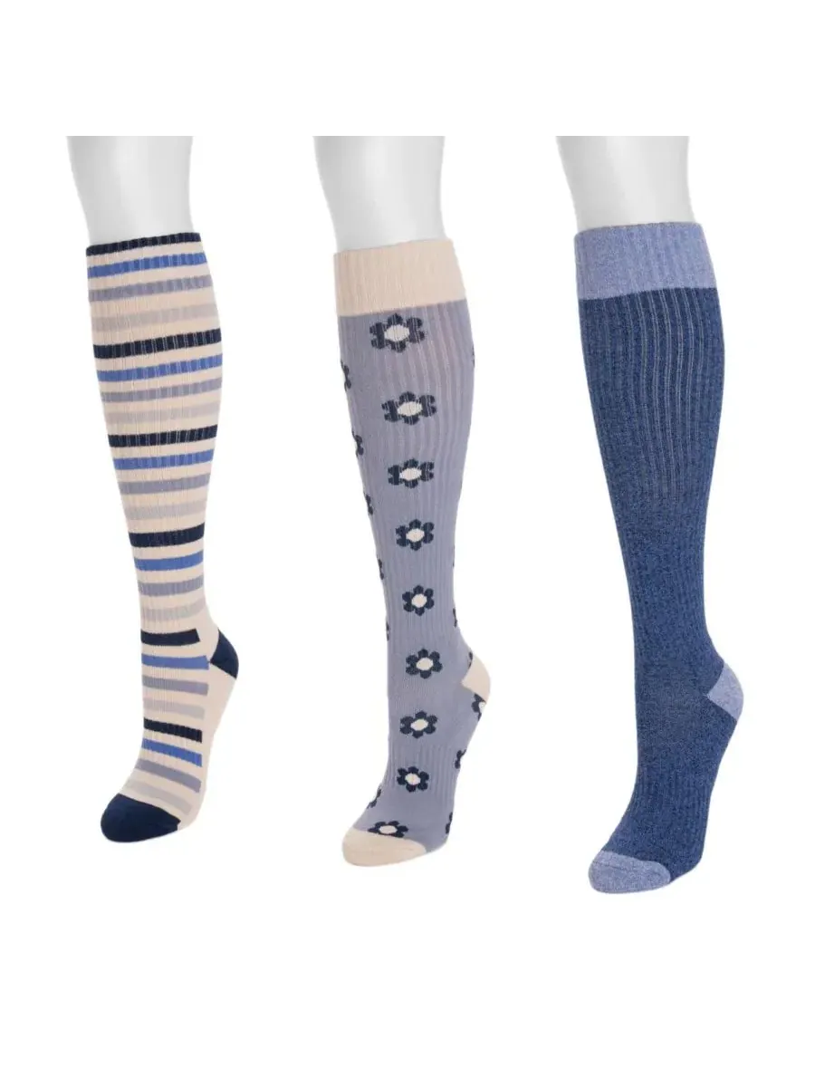 Компрессионные носки, 3 пары, с поддержкой свода стопы MUK LUKS — изображение 2 из 3, синий