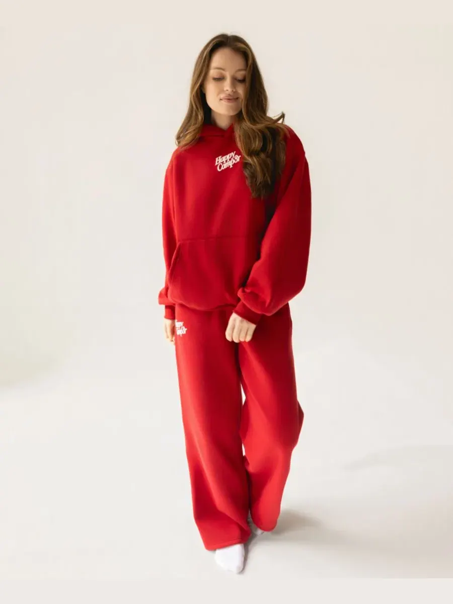 Широкие спортивные брюки Puff Print Wide-Leg Sweatpants The Happy Camp3r — красный