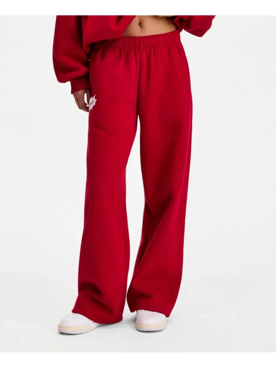 Широкие спортивные брюки Puff Print Wide-Leg Sweatpants The Happy Camp3r — изображение 4 из 7, темный красный