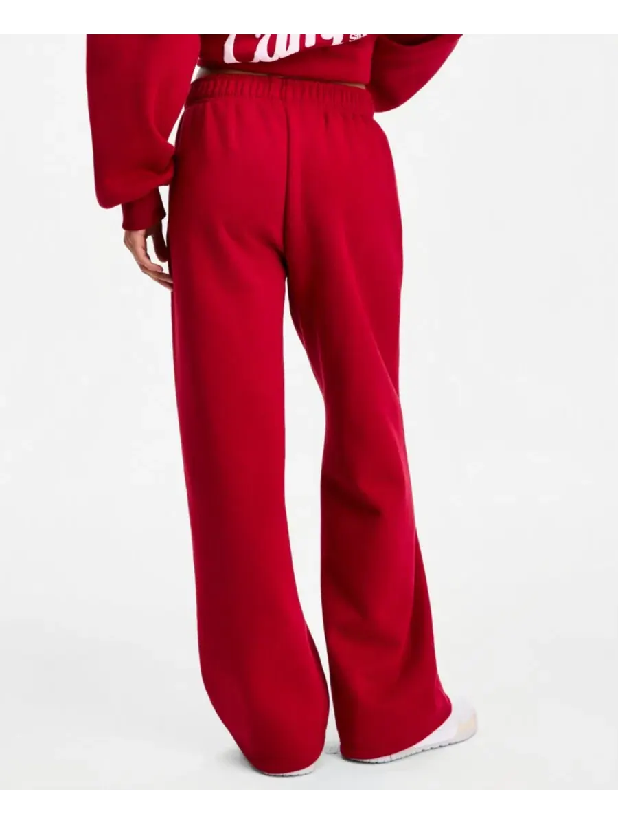 Широкие спортивные брюки Puff Print Wide-Leg Sweatpants The Happy Camp3r — изображение 5 из 7, темный красный