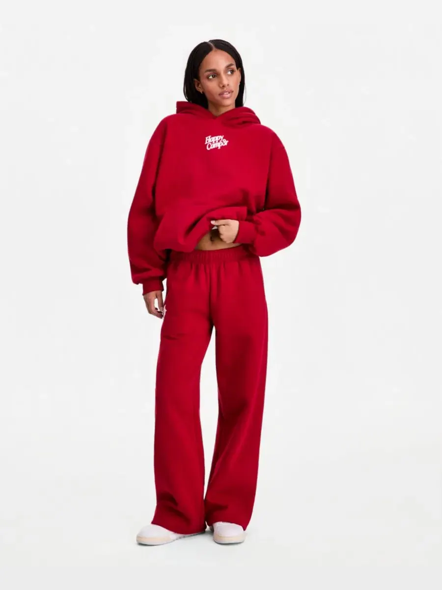 Широкие спортивные брюки Puff Print Wide-Leg Sweatpants The Happy Camp3r — изображение 6 из 7, темный красный
