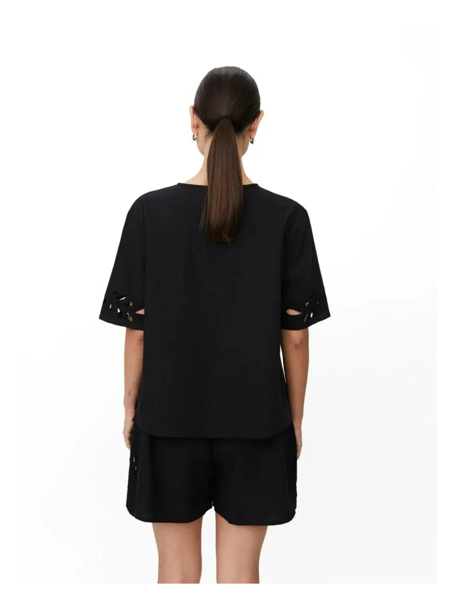 Блуза с завязками, без подкладки, MaDyselle Cutwork Detail Blouse Masai Copenhagen — изображение 3 из 5, черный