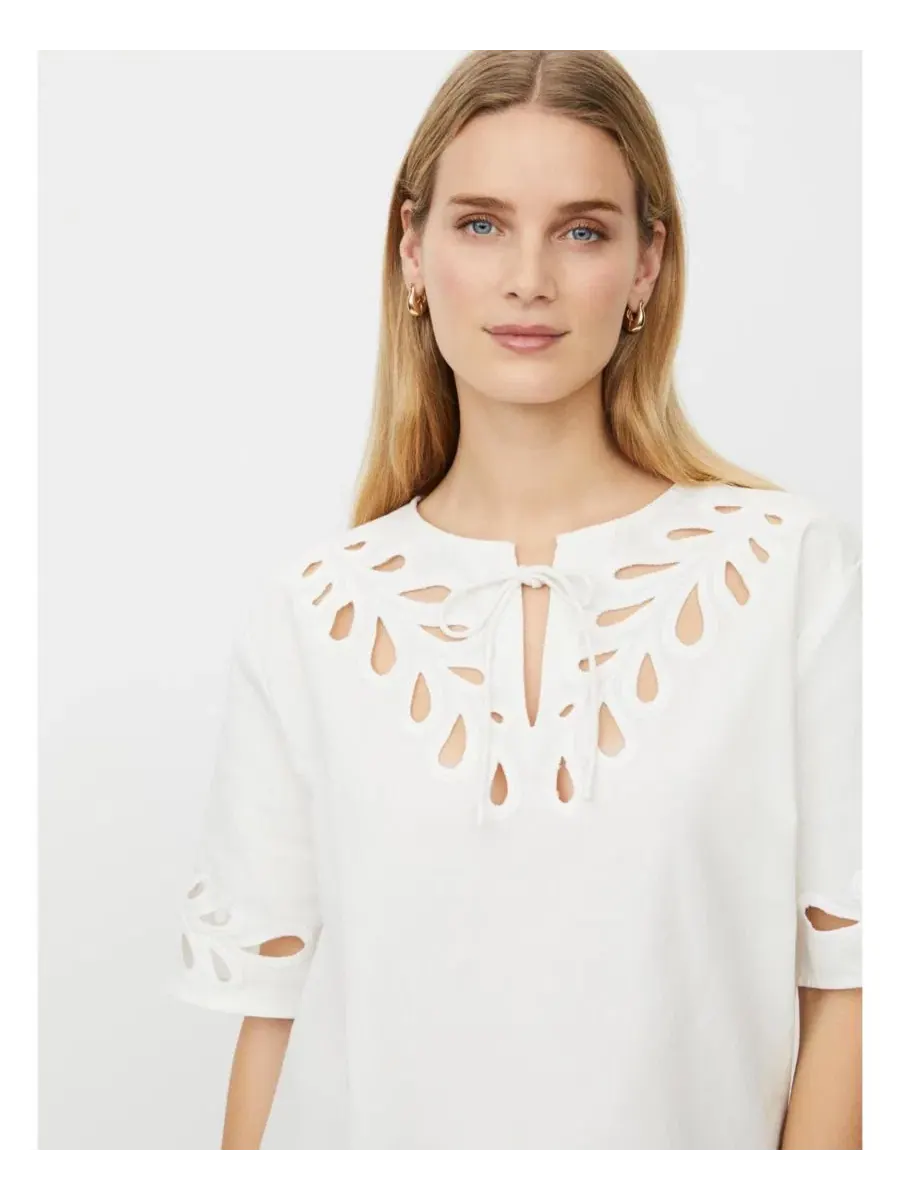 Блуза с завязками и ажурной отделкой MaDyselle Cutwork Detail Blouse Masai Copenhagen — изображение 4 из 6, белый