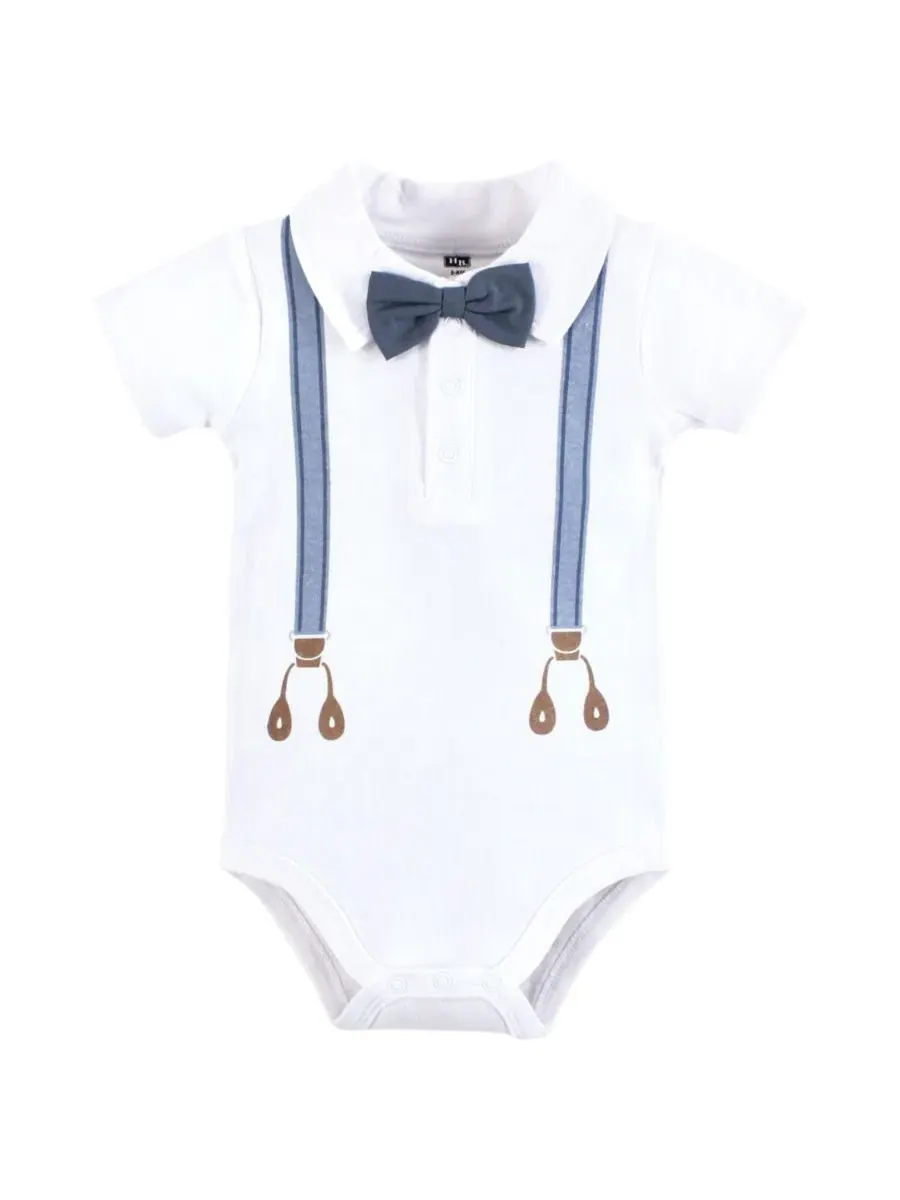 Комплект из 3 боди-комбинезонов Hudson Baby Essential Cotton, модель Gentleman Bear Suspender, цвет — изображение 3 из 5