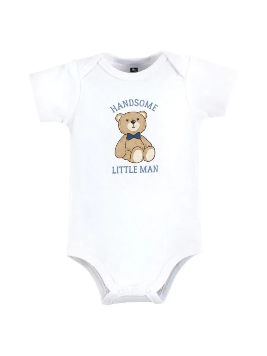 Комплект из 3 боди-комбинезонов Hudson Baby Essential Cotton, модель Gentleman Bear Suspender, цвет — изображение 5 из 5