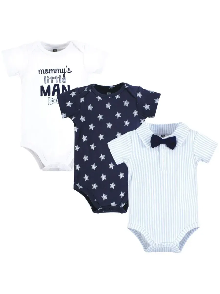Комплект боди-комбинезонов из хлопка с принтом, модель Mommys little man bow tie Hudson Baby
