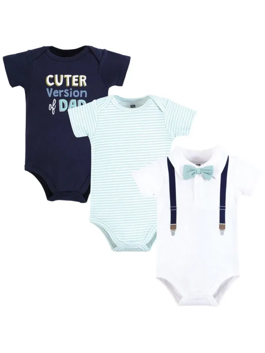 Комплект боди-комбинезонов из 3 предметов с принтом, модель Triple Pack Hudson Baby — изображение 1 из 5, темно-синий