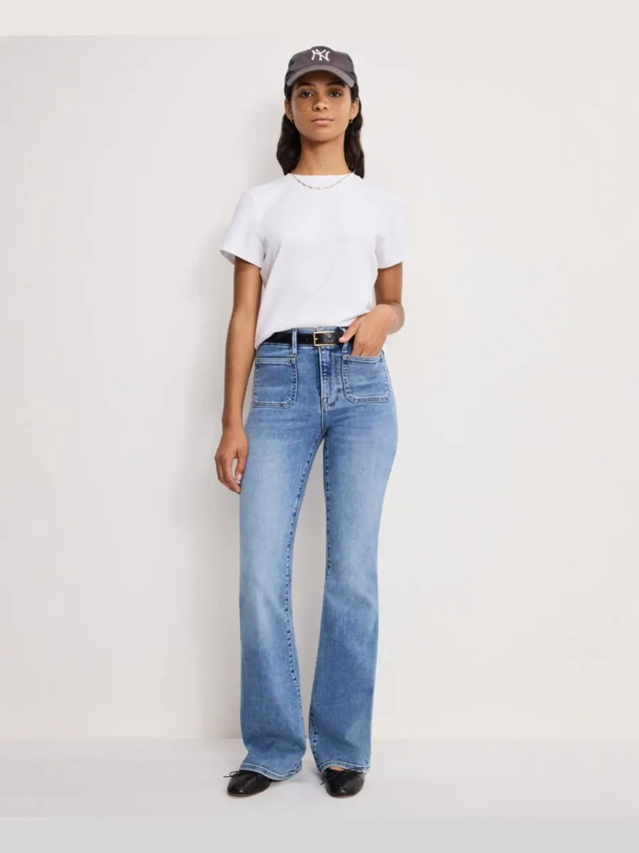 Джинсы-клеш Good Legs Good American — изображение 2 из 6, синий