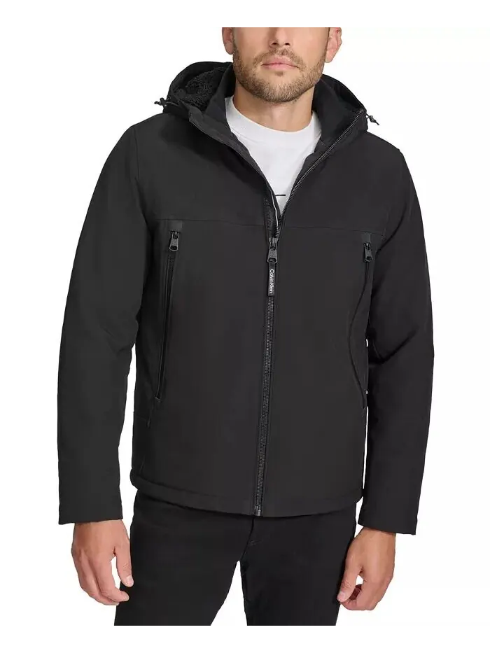 Мужская куртка Infinite Stretch Soft Shell с подкладкой из шерпы Calvin Klein — изображение 1 из 6, черный