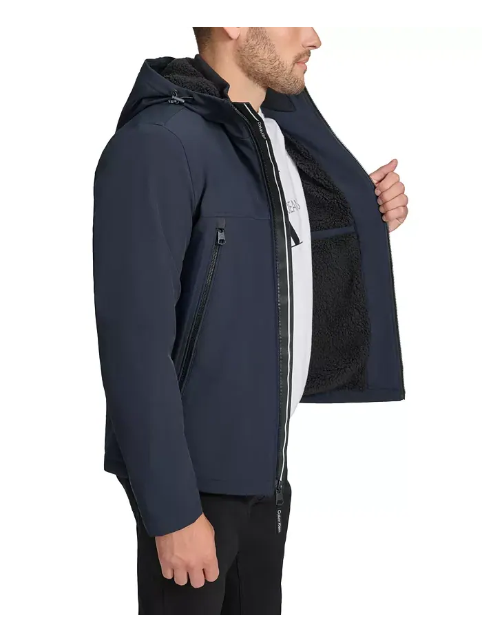 Мужская куртка Infinite Stretch Soft Shell с подкладкой из шерпы Calvin Klein — изображение 4 из 6, темно-синий