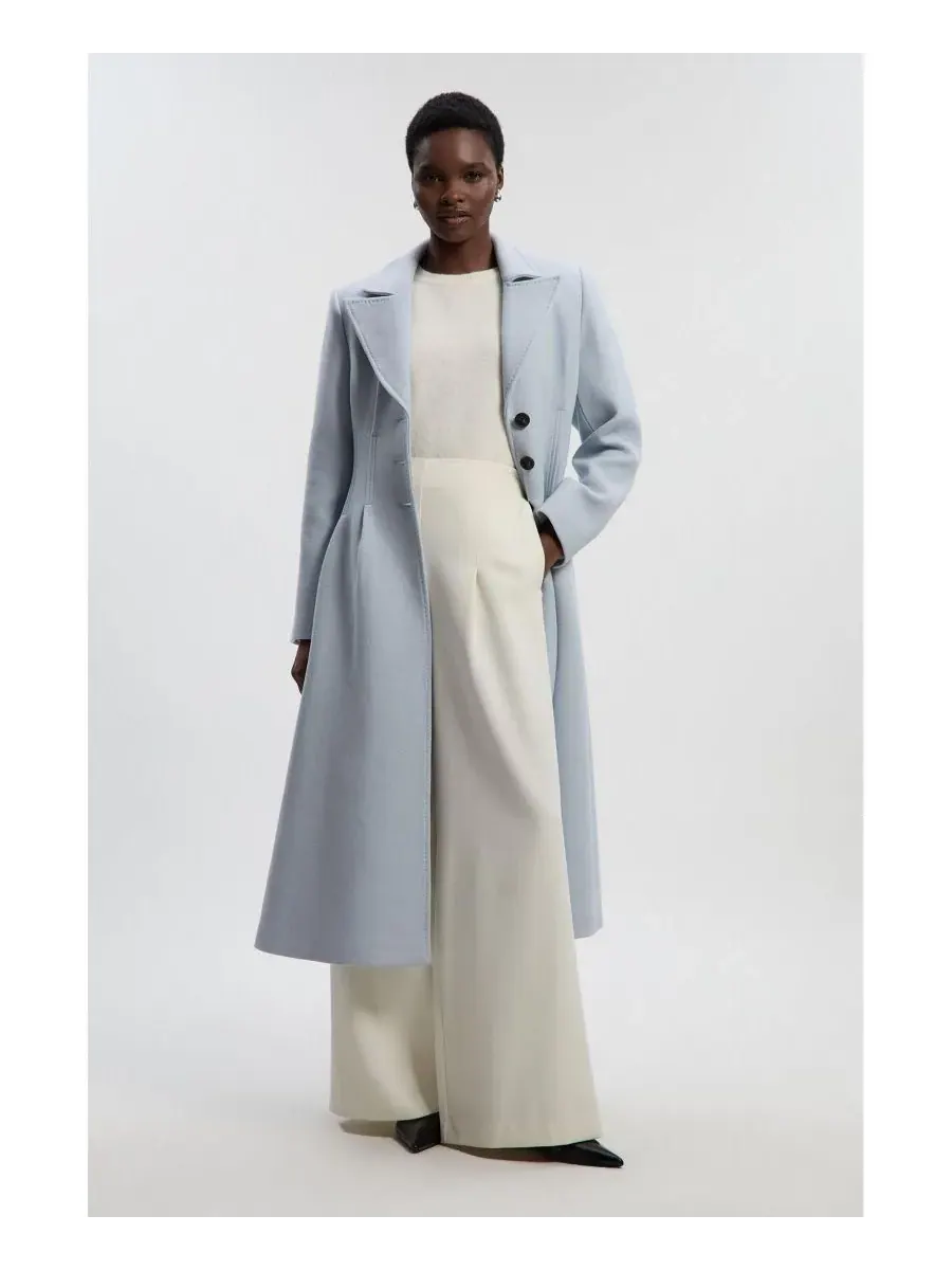 Женское длинное пальто с корсетной отделкой и пышной юбкой Karen Millen