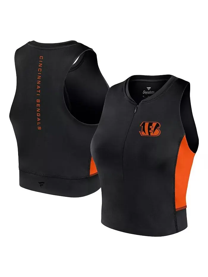 Женская черная футболка-майка Cincinnati Bengals Studio Fitted Gym Fanatics Signature — изображение 1 из 3