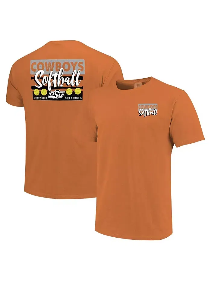 Мужская и женская футболка Comfort Colors с принтом "Oklahoma State Cowboys Gritty Softball Bats" в — изображение 1 из 3