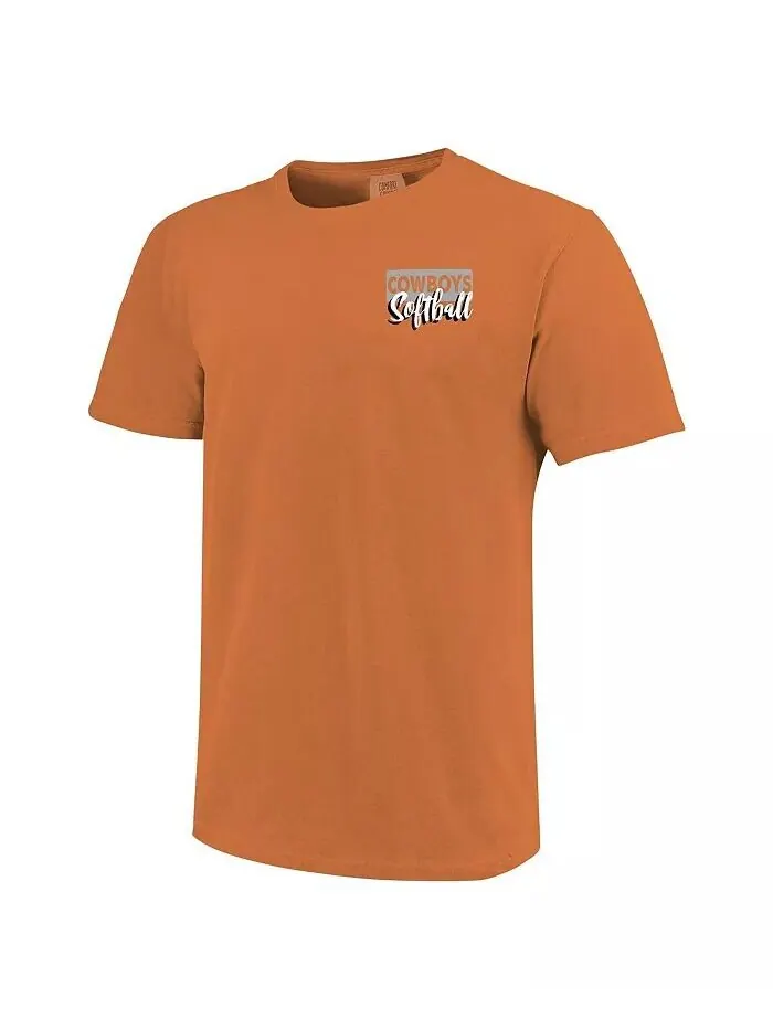 Мужская и женская оранжевая футболка Oklahoma State Cowboys Gritty Softball Bats Comfort Color — изображение 2 из 3
