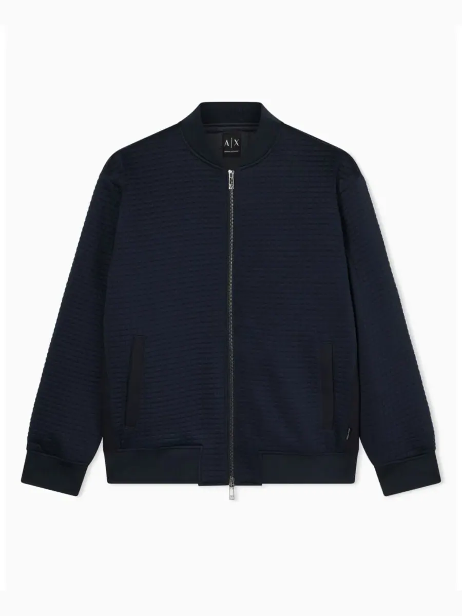 Мужская стеганая фактурная куртка-бомбер A|X Armani Exchange — изображение 4 из 5, глубокий темно-синий