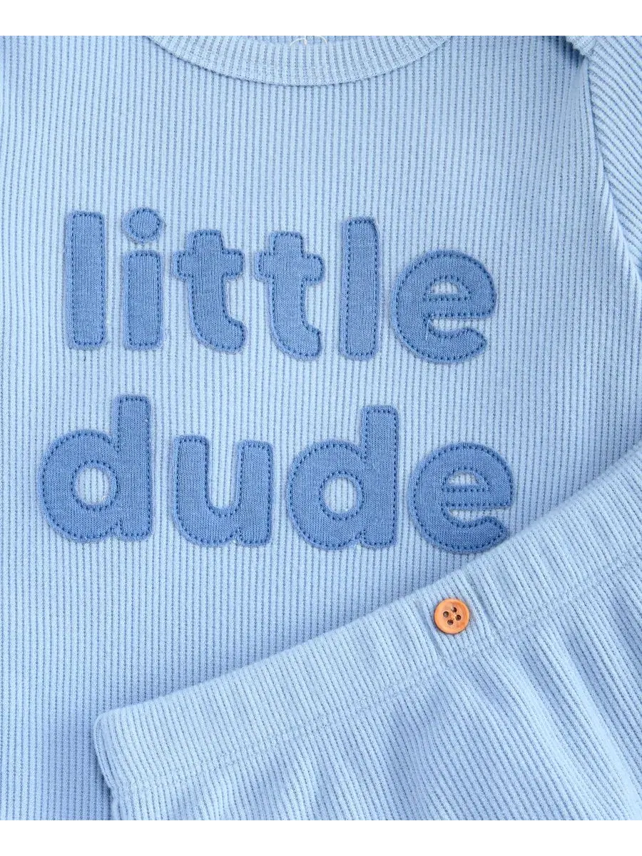 Комплект из боди и леггинсов Little Dude First Impressions — изображение 3 из 3, синий