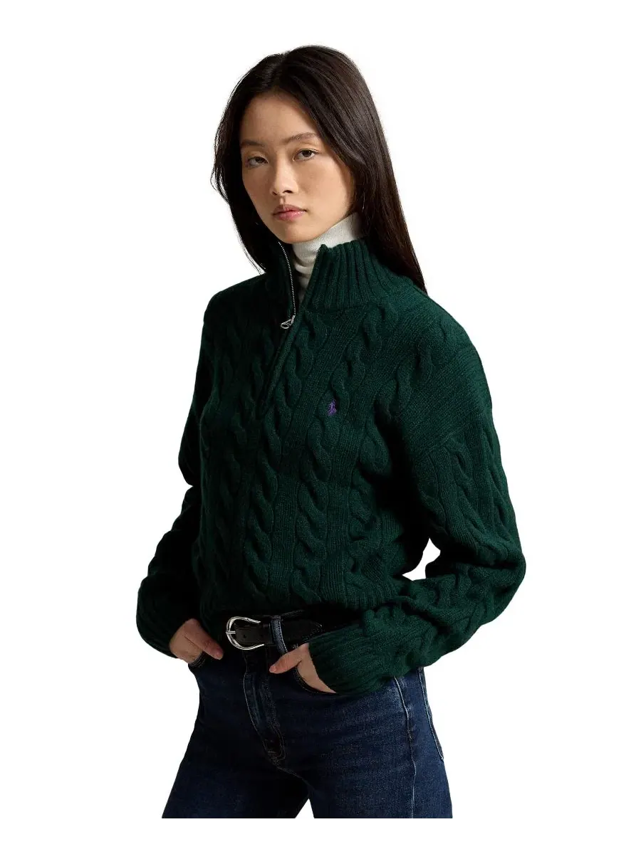 Свитер с кабельным узором и полузастежкой-молнией Polo Ralph Lauren