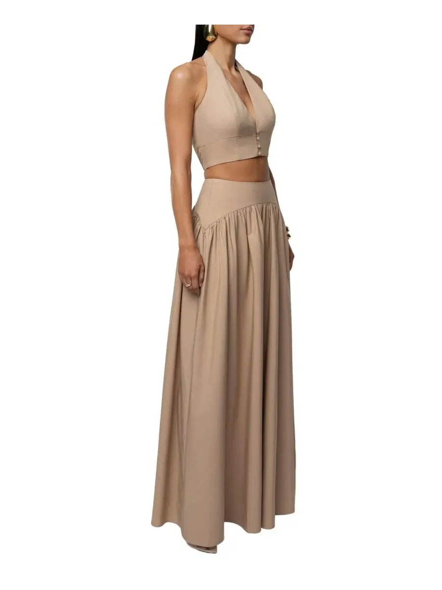 Комплект из топа-халтер и юбки макси Haven Skirt Set JLUXLABEL — изображение 2 из 7, бежевый