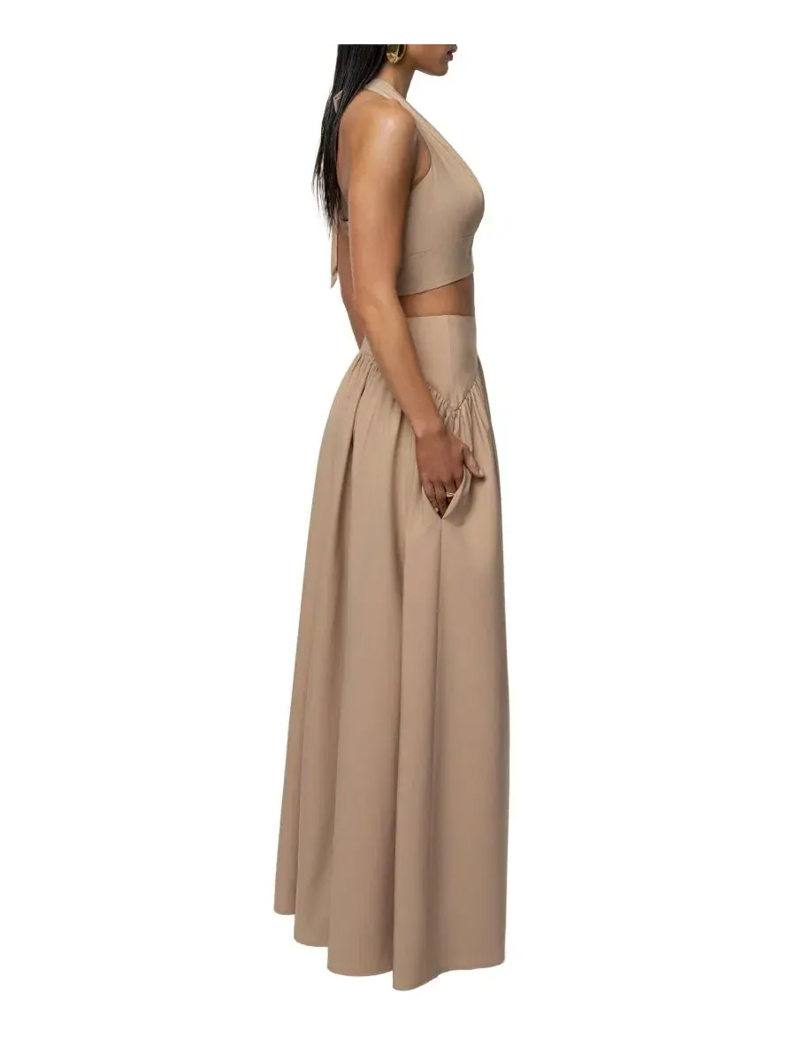 Комплект из топа-халтер и юбки макси Haven Skirt Set JLUXLABEL — изображение 3 из 7, бежевый
