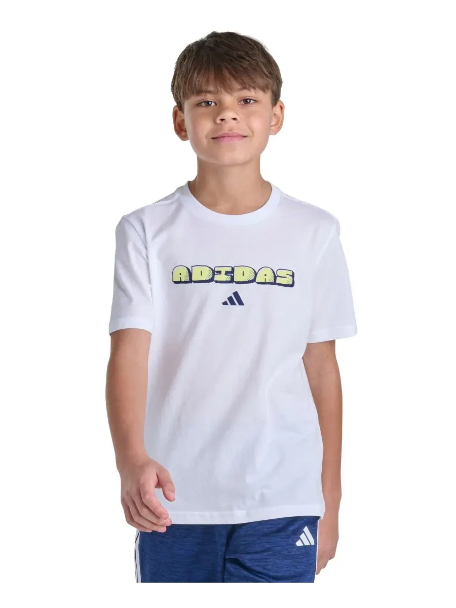 Детская футболка с коротким рукавом, с принтом adidas