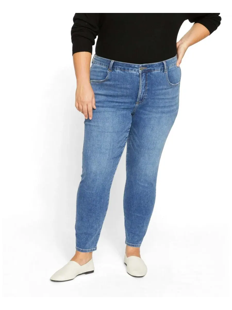 Джинсы скинни с высокой посадкой Seine Mid Rise Skinny Jeans Universal Standard — изображение 1 из 3, винтажный индиго