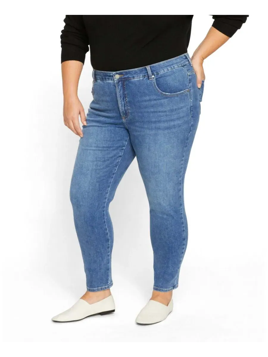 Джинсы скинни с высокой посадкой Seine Mid Rise Skinny Jeans Universal Standard — изображение 3 из 3, винтажный индиго