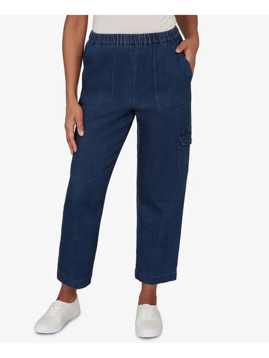 Джинсы с карго-карманами Petite Indigo Girls Pull-On Cargo Pocket Jeans Alfred Dunner