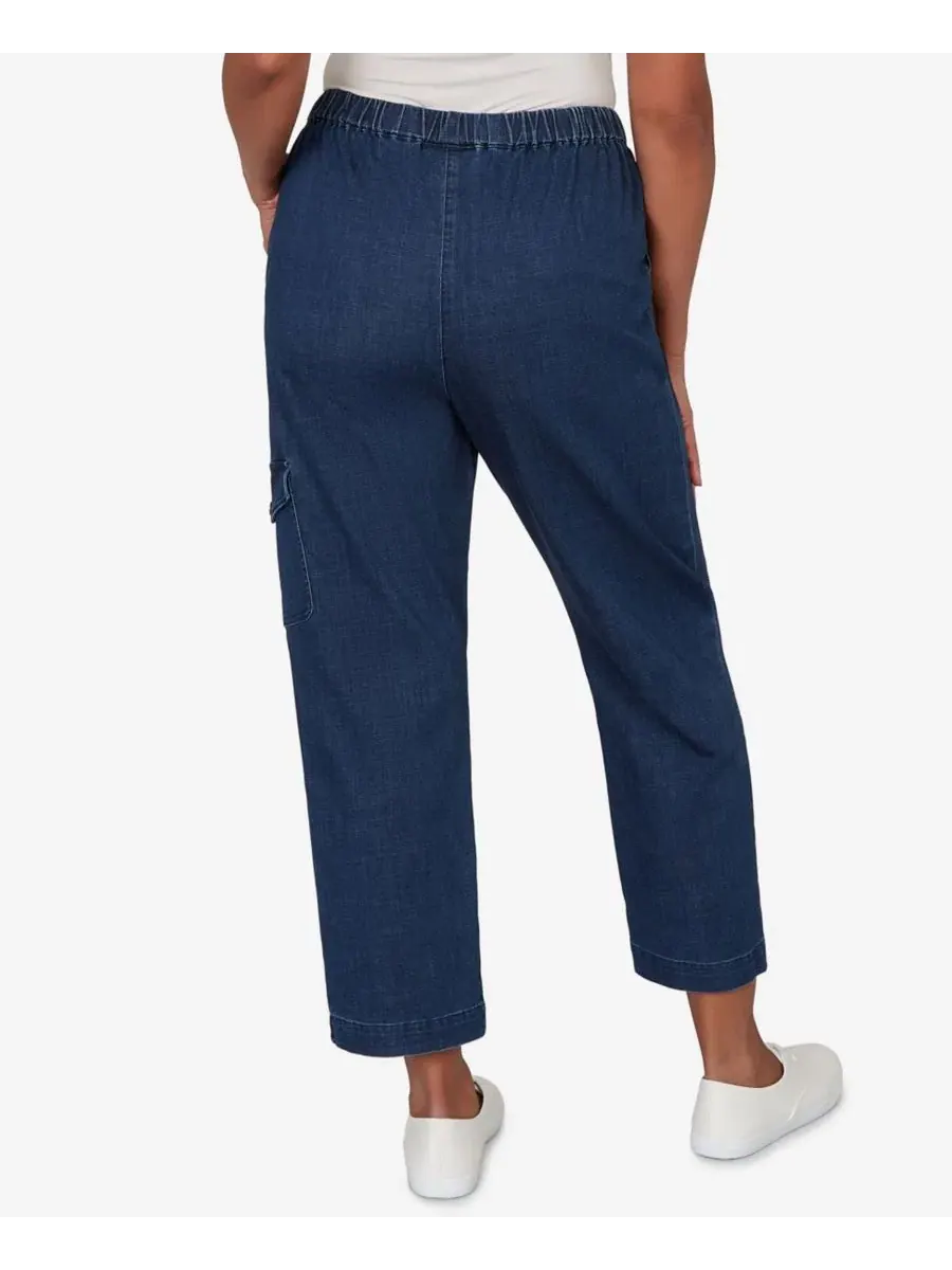 Джинсы с карго-карманами Petite Indigo Girls Pull-On Cargo Pocket Jeans Alfred Dunner — изображение 2 из 5