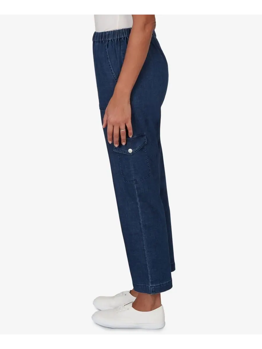 Джинсы с карго-карманами Petite Indigo Girls Pull-On Cargo Pocket Jeans Alfred Dunner — изображение 4 из 5