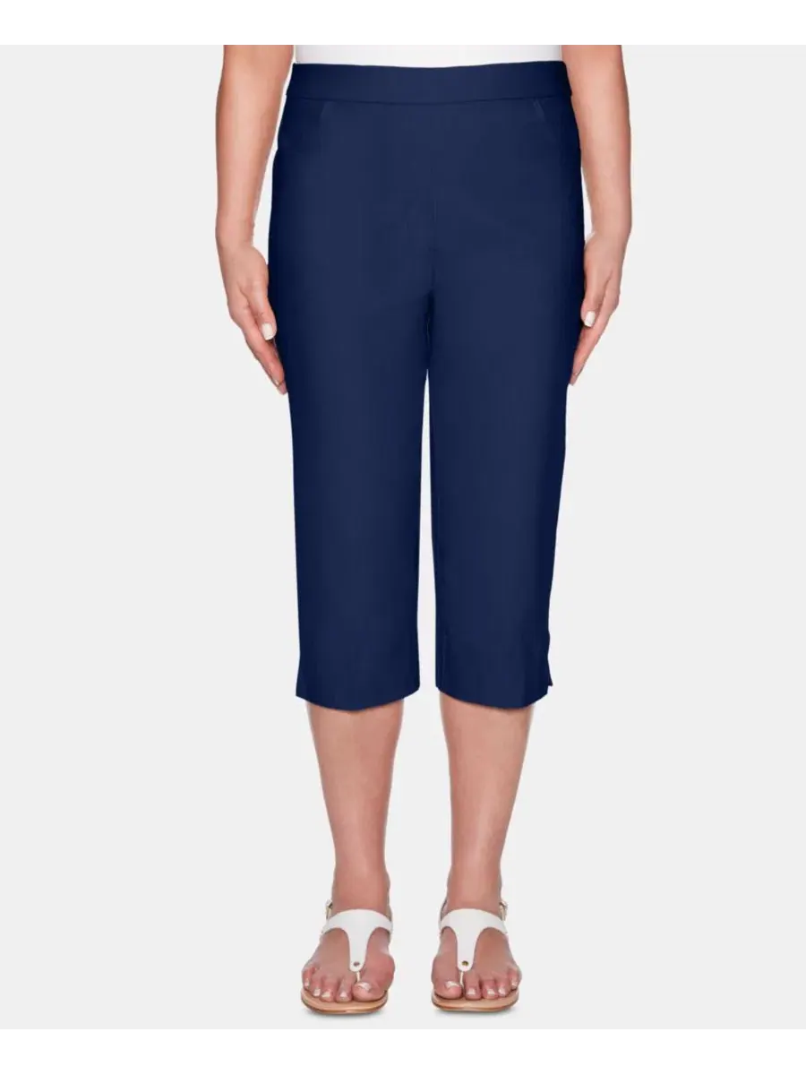 Брюки-клэмдиггер с эластичным поясом Classic Allure Stretch Alfred Dunner — изображение 1 из 5, темно-синий