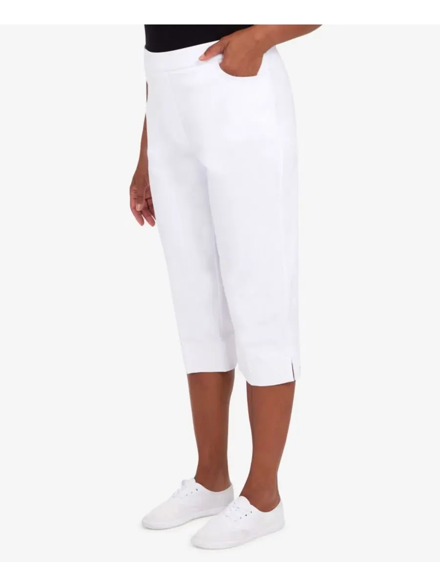 Брюки-клэмдиггер женские с эластичным поясом Classic Allure Stretch Alfred Dunner — изображение 2 из 4, белый