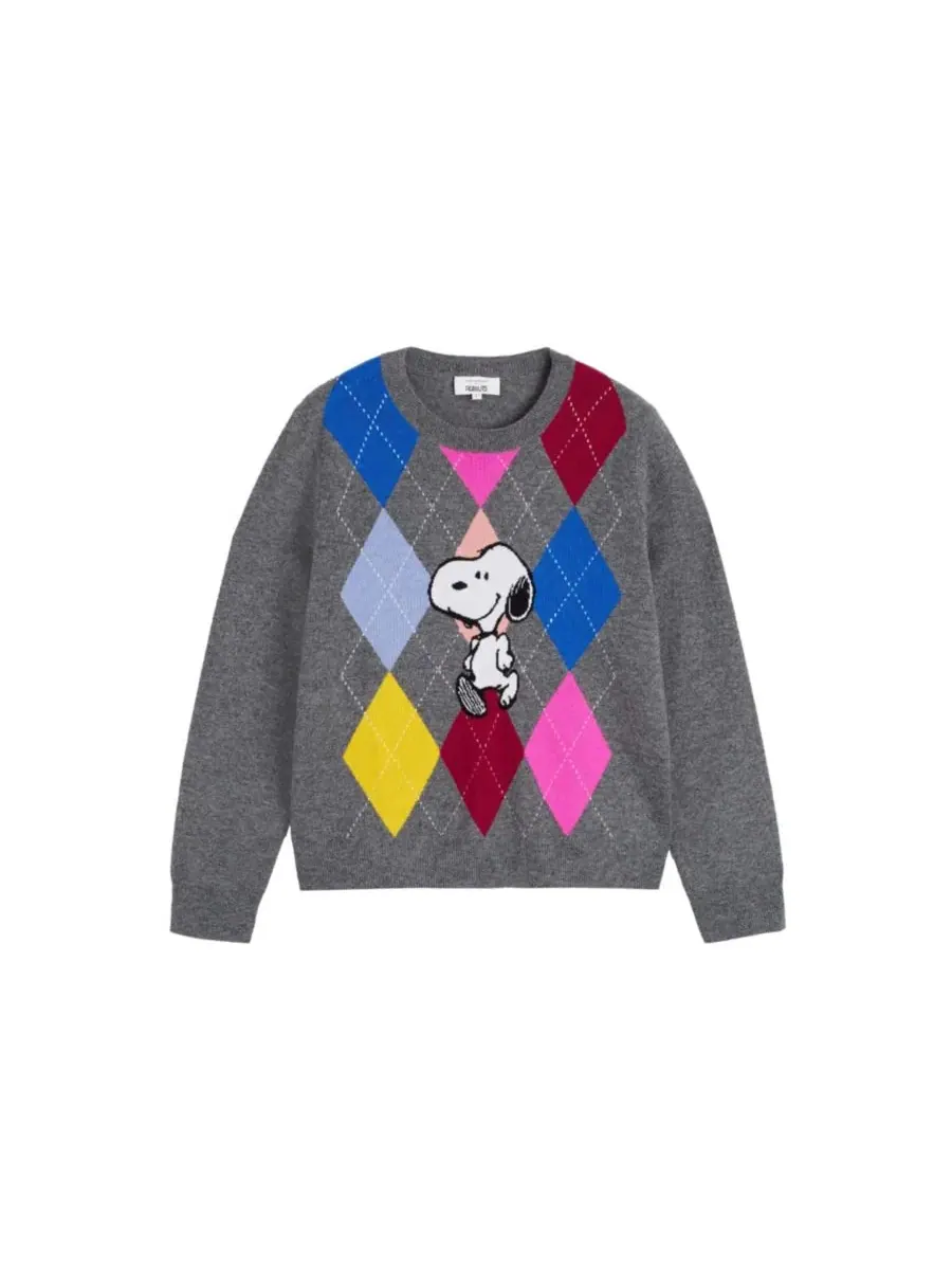 Женский свитер с интарсией Snoopy Argyle Chinti & Parker — изображение 3 из 4, мульти
