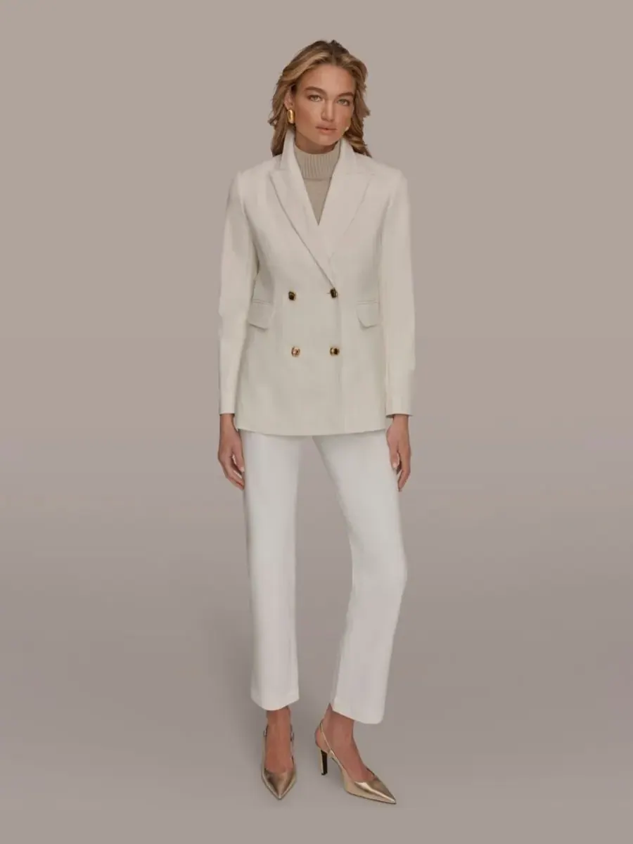 Женский двубортный пиджак Donna Karan New York — изображение 2 из 10, бежевый